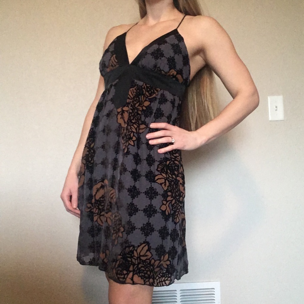 Grey and beige floral dress